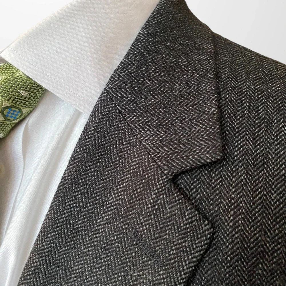 Jos A Bank Mens Sport Coat Brown Herringbone Casual Blazer Wool‎ Suit 43L